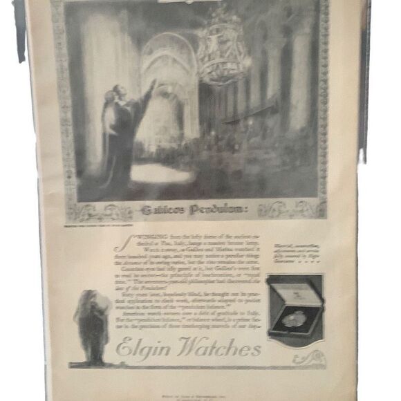 Vintage 1921 Elgin Watches Galileo’s Pendulum Ad Advertisement - Picture 4 of 4